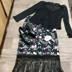 GAP VINTAGE EMBROIDERED FRINGED SKIRT